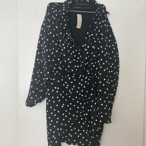 Abercrombie & Fitch Black Polka Dot Wrap-Style Dress